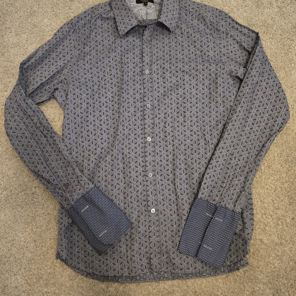 Ted Baker Navy Patterned Button Down Shirt